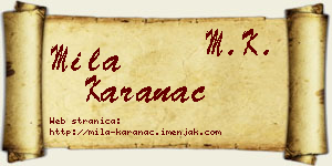 Mila Karanac vizit kartica